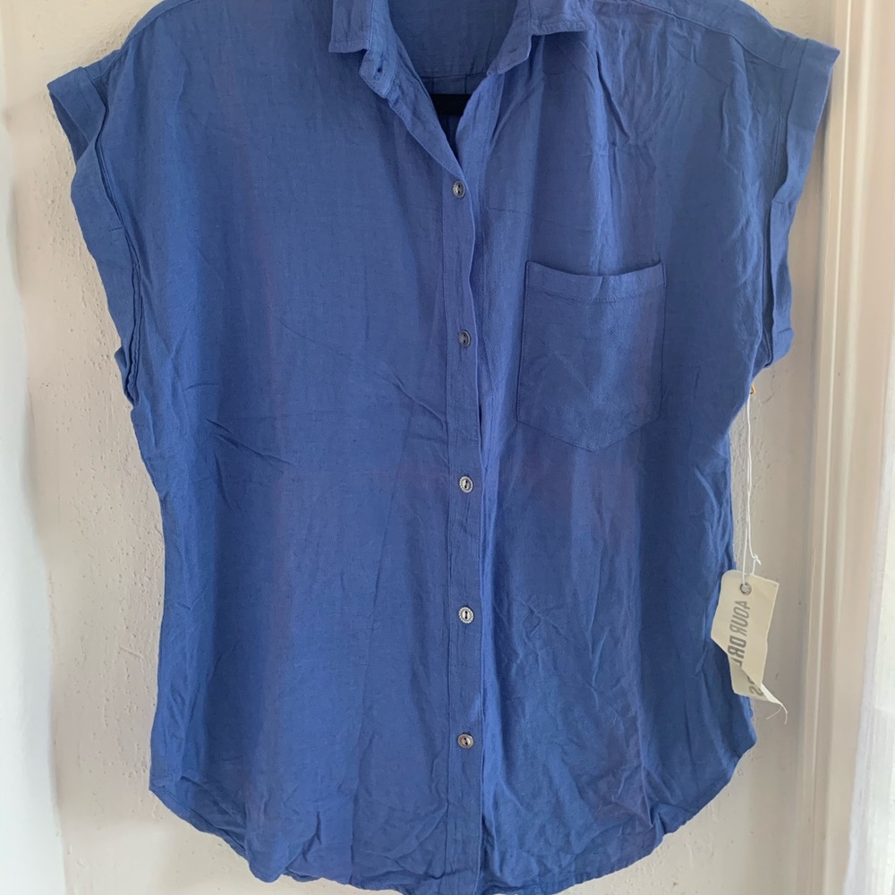 4our dreamers blue button up shirt